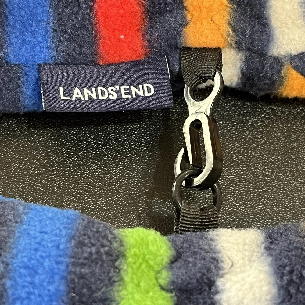 Lands' End Fleece Gloves Kids Size SMALL EZ-Grip Rainbow Stripes Gathered Wrist